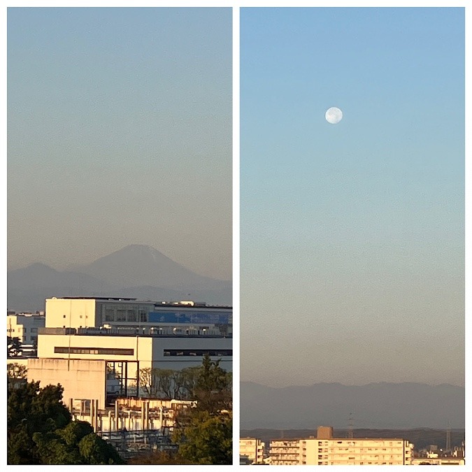 富士山とまんまるお月さま