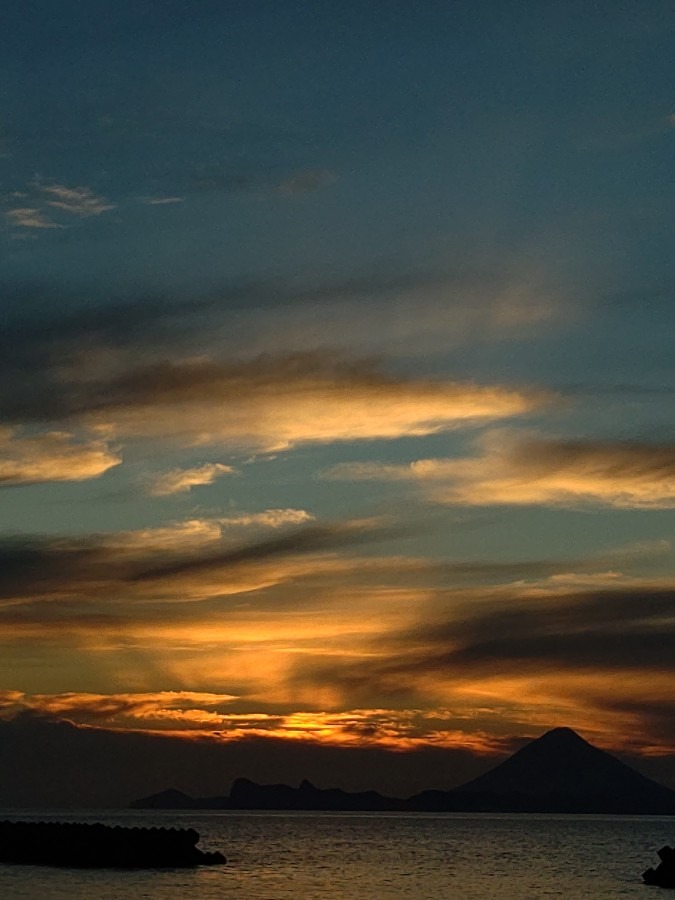 開聞岳の夕焼け🌇数分後！