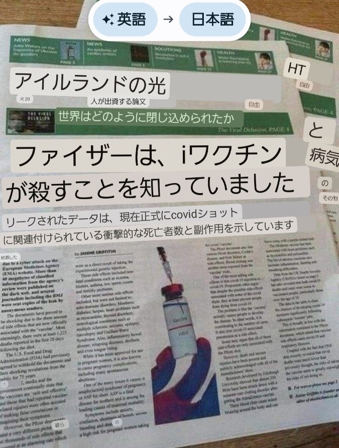 ⚠️ファイザーは知っていた⚠️アイルランドの新聞の一面‼️を