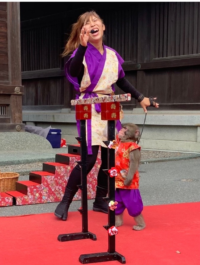 宮地嶽神社境内⛩さる吉の曲芸🐵❣️