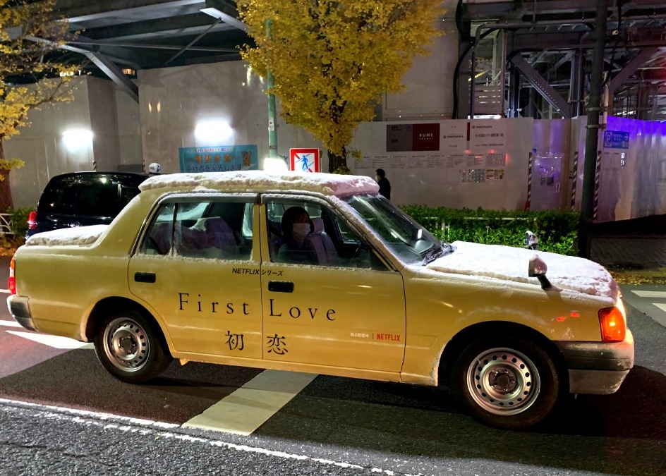 ☆渋谷で雪を積んだタクシー☆