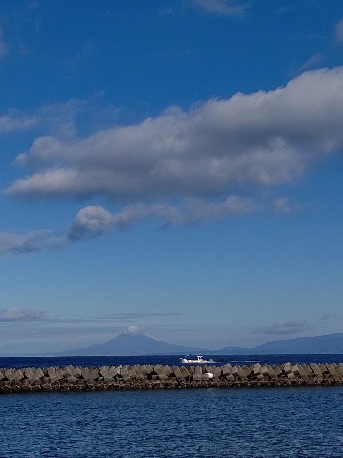 今朝の桜島🌋雪景色