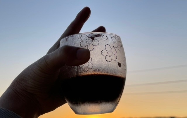 最後の夕焼けに乾杯！