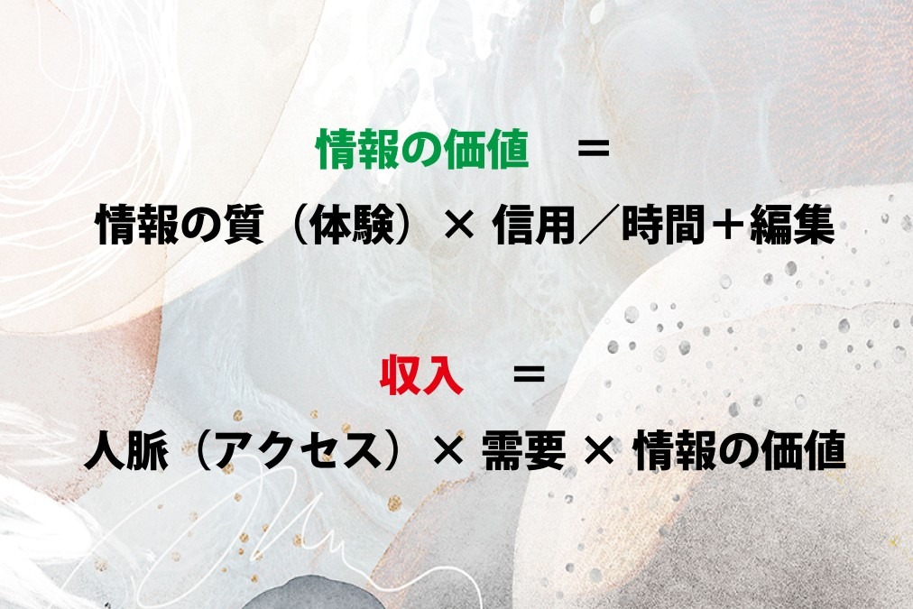 自分の体験に価値を持たせて収入へ変換するための方程式