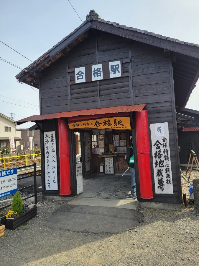 受験生の皆さんへ　桜咲きますように　大井川鐵道合格駅