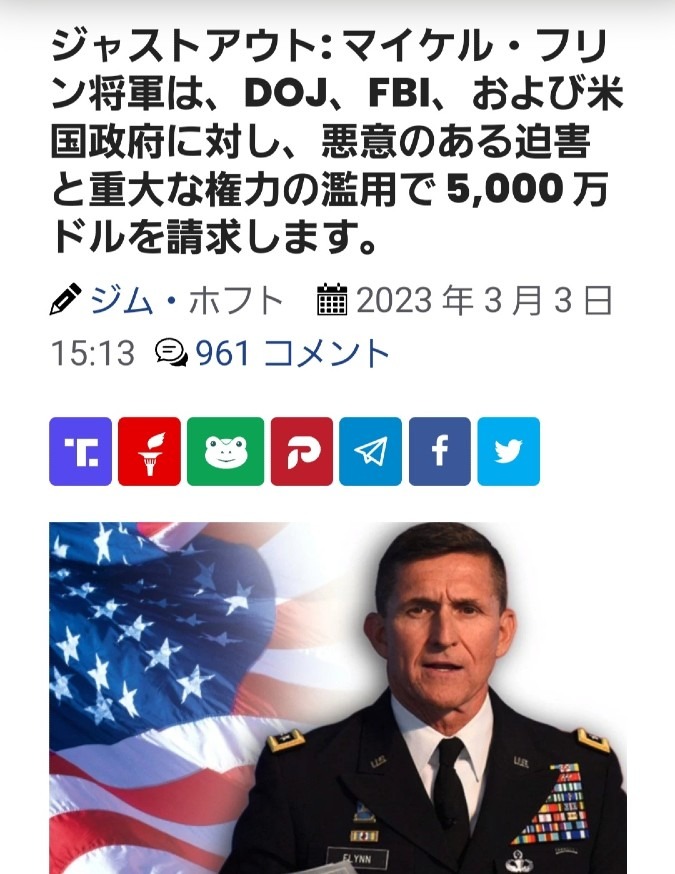 フリン将軍、米政府を訴える‼️満を持して始まった‼️