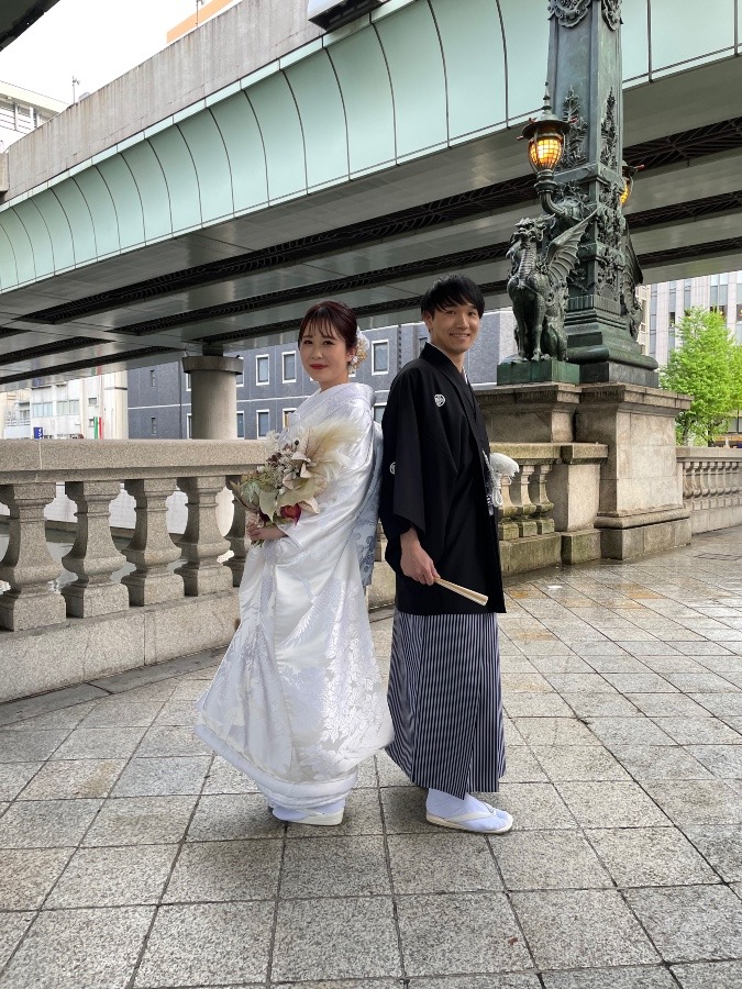日本橋上の結婚撮影