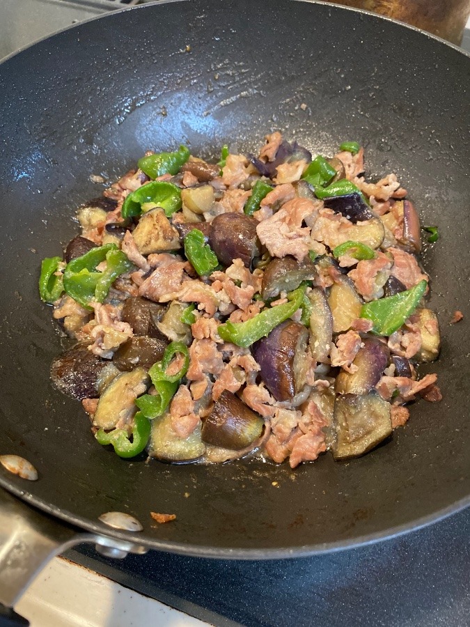 豚肉とピーマンとナスの味噌炒め