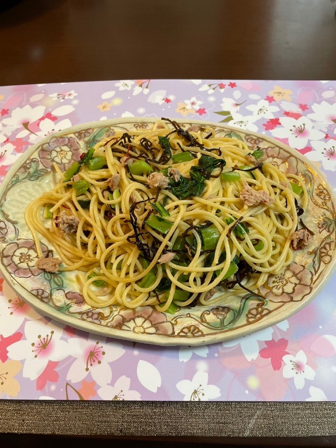 ツナと小松菜のパスタ(´∀｀)