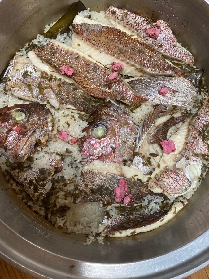 鯛と桜の炊き込みご飯❣️