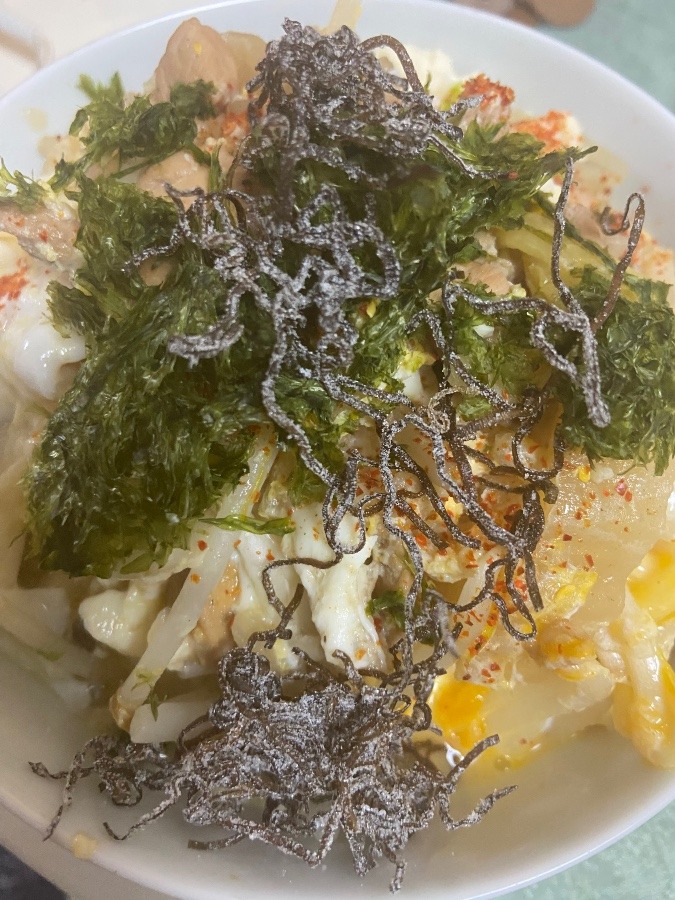 今夜の食事　新玉ねぎの親子丼　美味しい