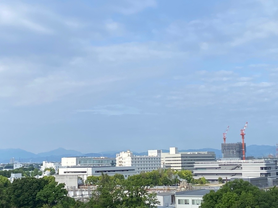 今朝の富士山　薄曇りの中にあって見られませんね